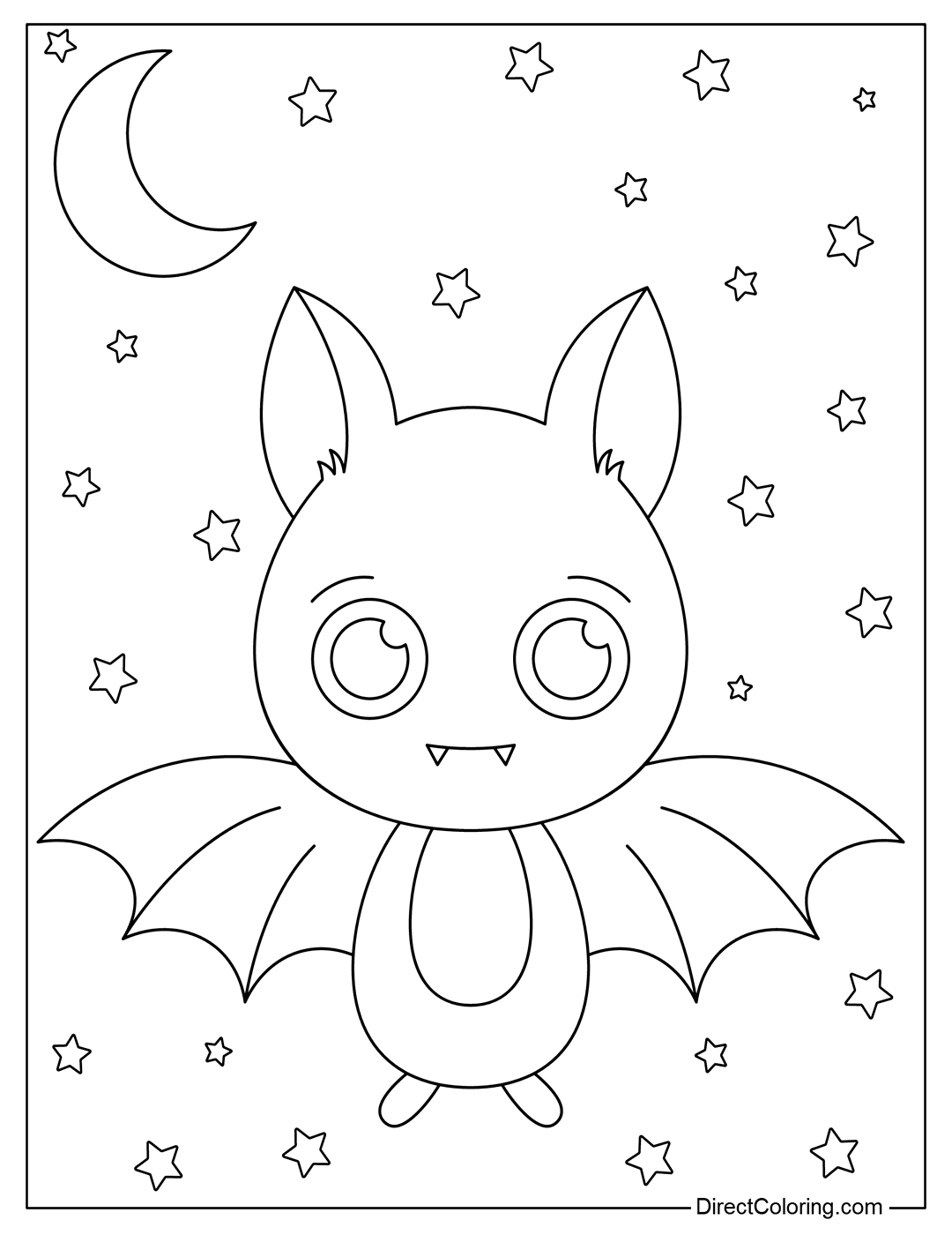 Bat with Stars To Color